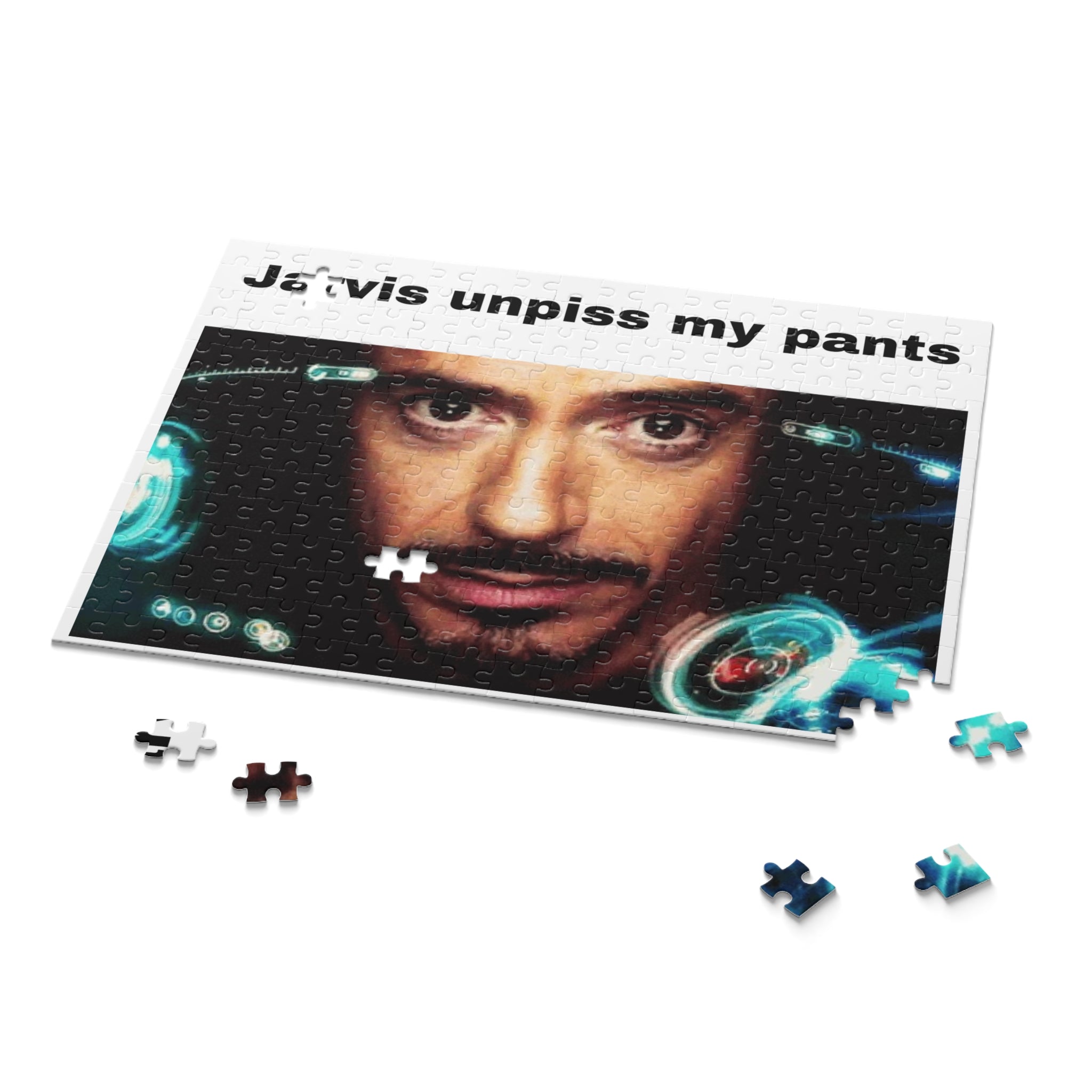 Humorous Movie Quote Puzzle — "Jarvis unpiss my pants" (120/252/500 pcs)
